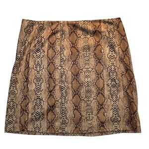 Perfectly Priscilla Brown Snakeskin Print Pencil Mini Skirt Plus Size 2XL
